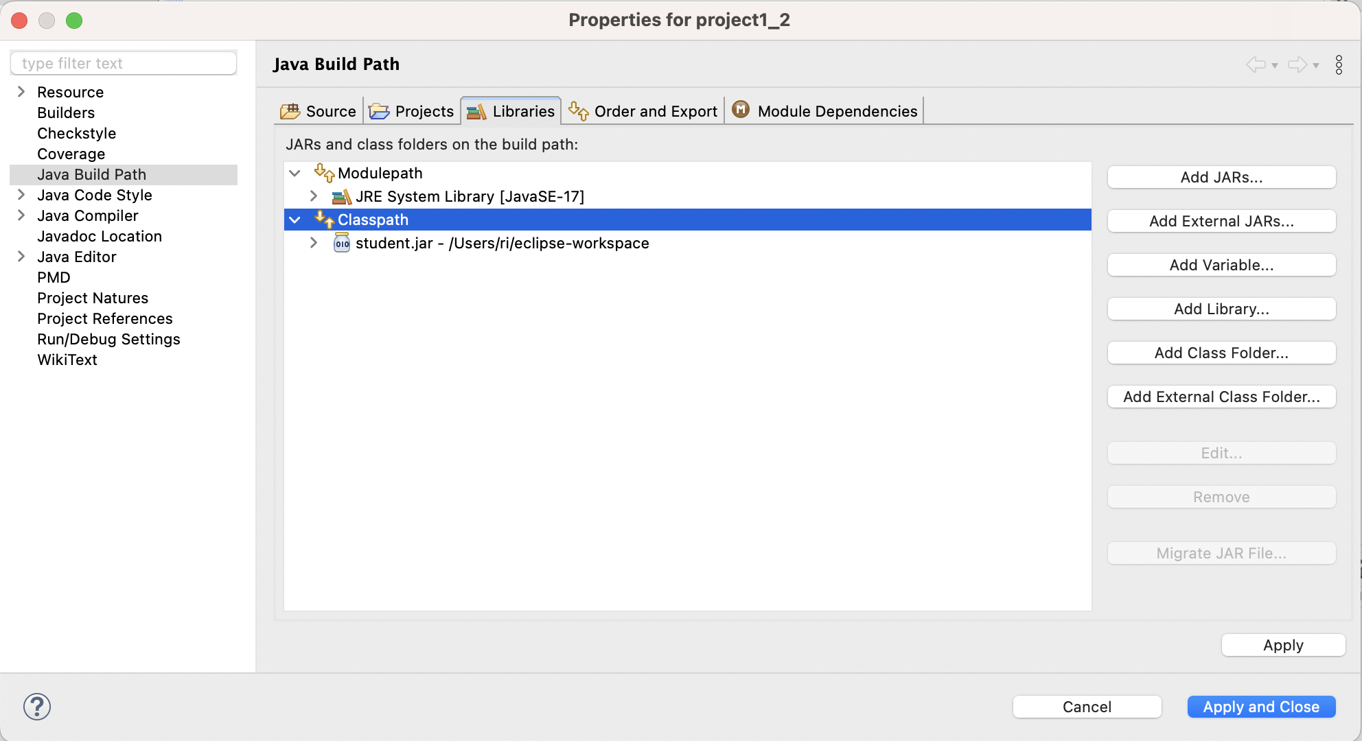 studentjarClassPath