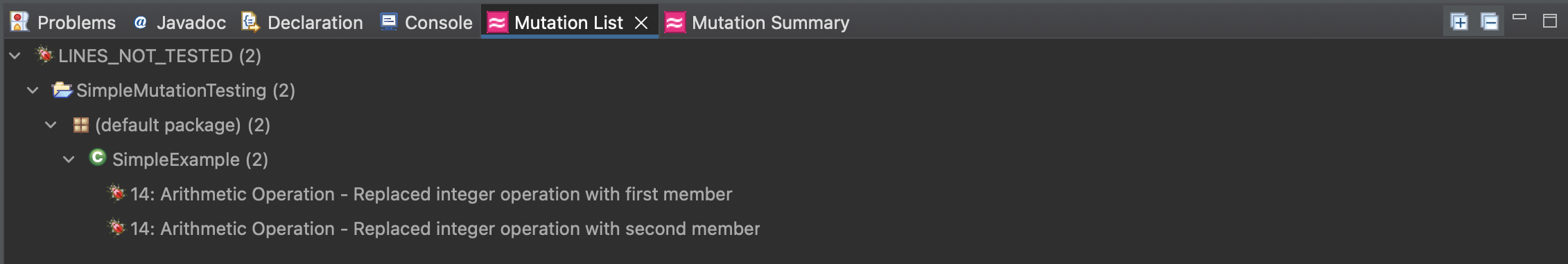 Example Code 1: Arithmetic Operation Mutant without test cases