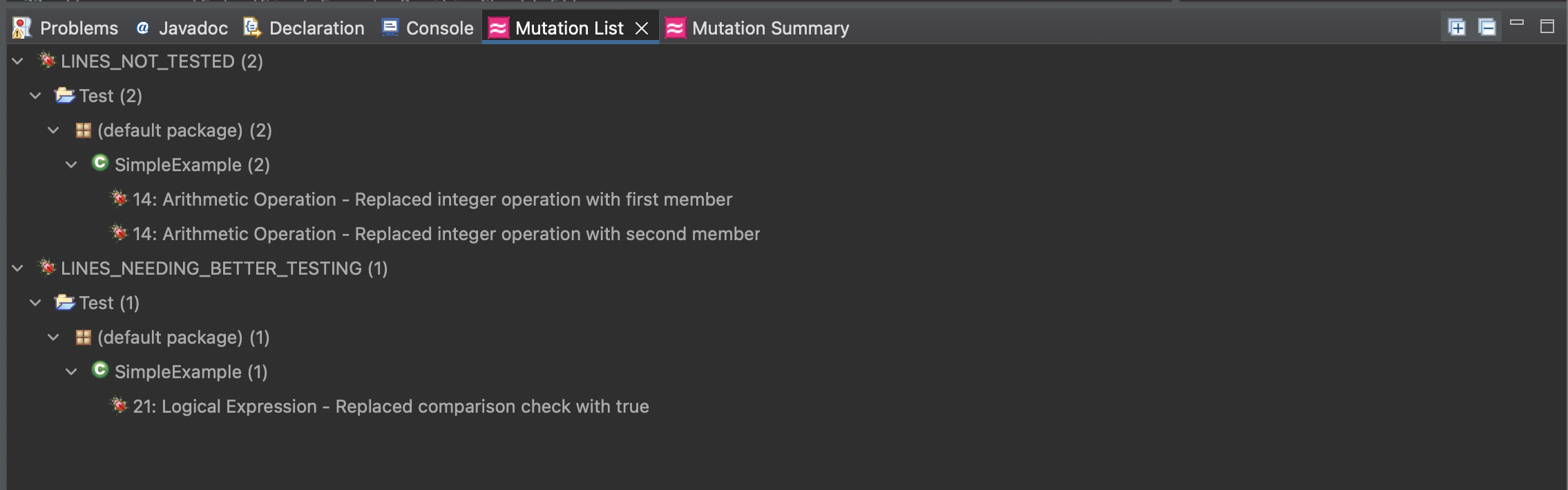 Mutation list (expanded)