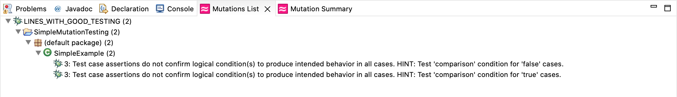 Example Code 2: Logical Expression Mutant (Remove Conditionals) with test cases